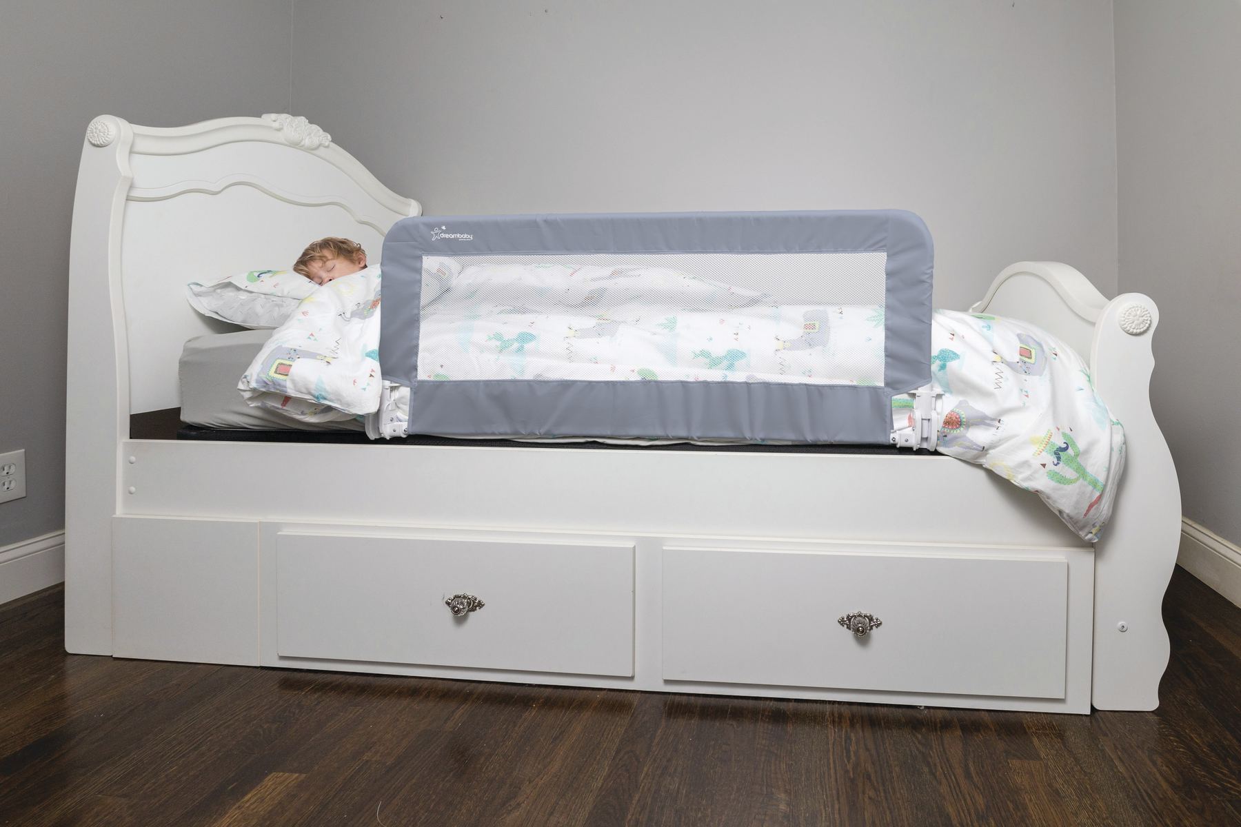 PRAGUE BEDRAIL SML BOX 13X8.5X58.5CM.  GREY