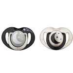 Twin Orthodontic Silicone Double Pacifiers in Black & Pearl/Night & Day 0M+