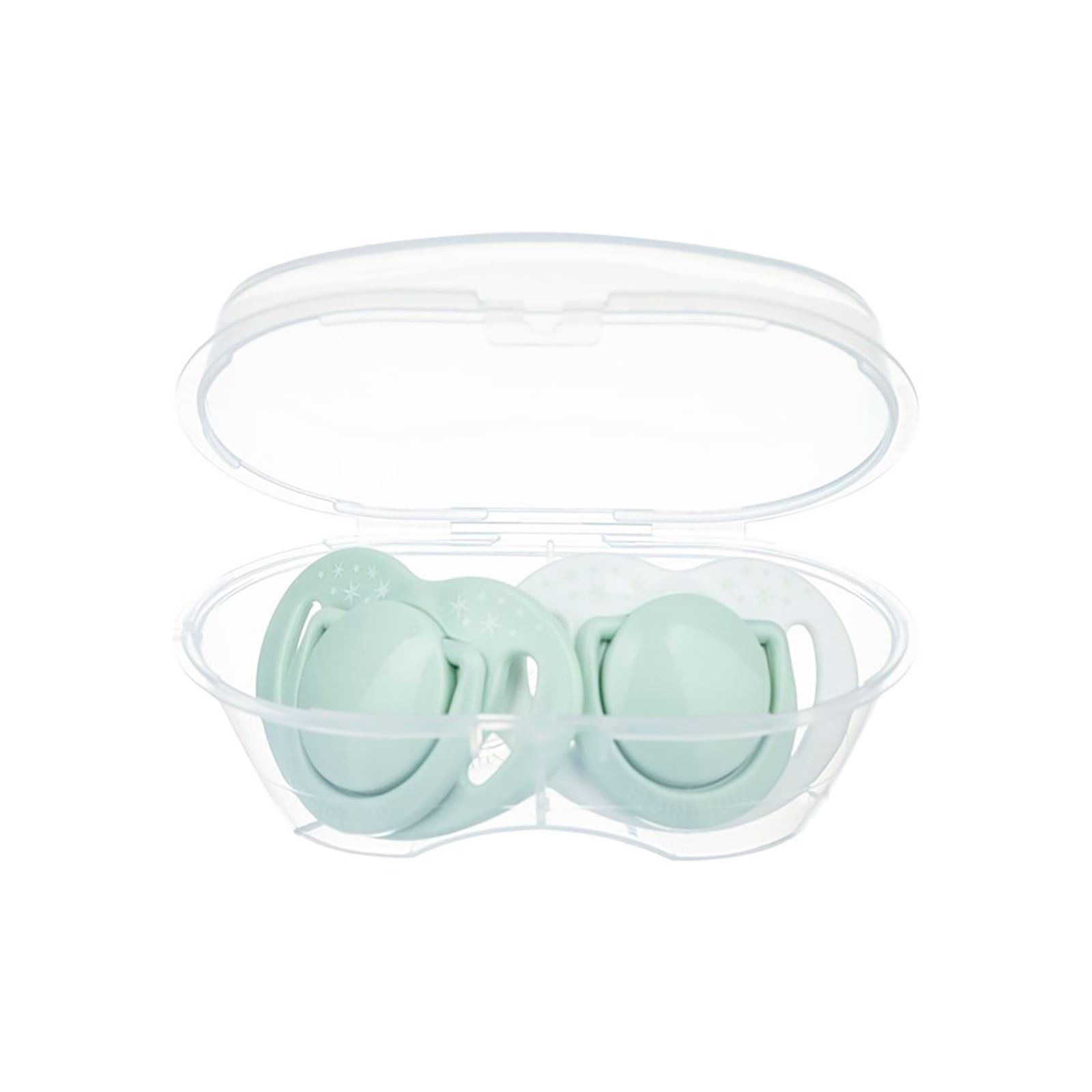 Twin Orthodontic Silicone Pacifiers Powder Green 6M+