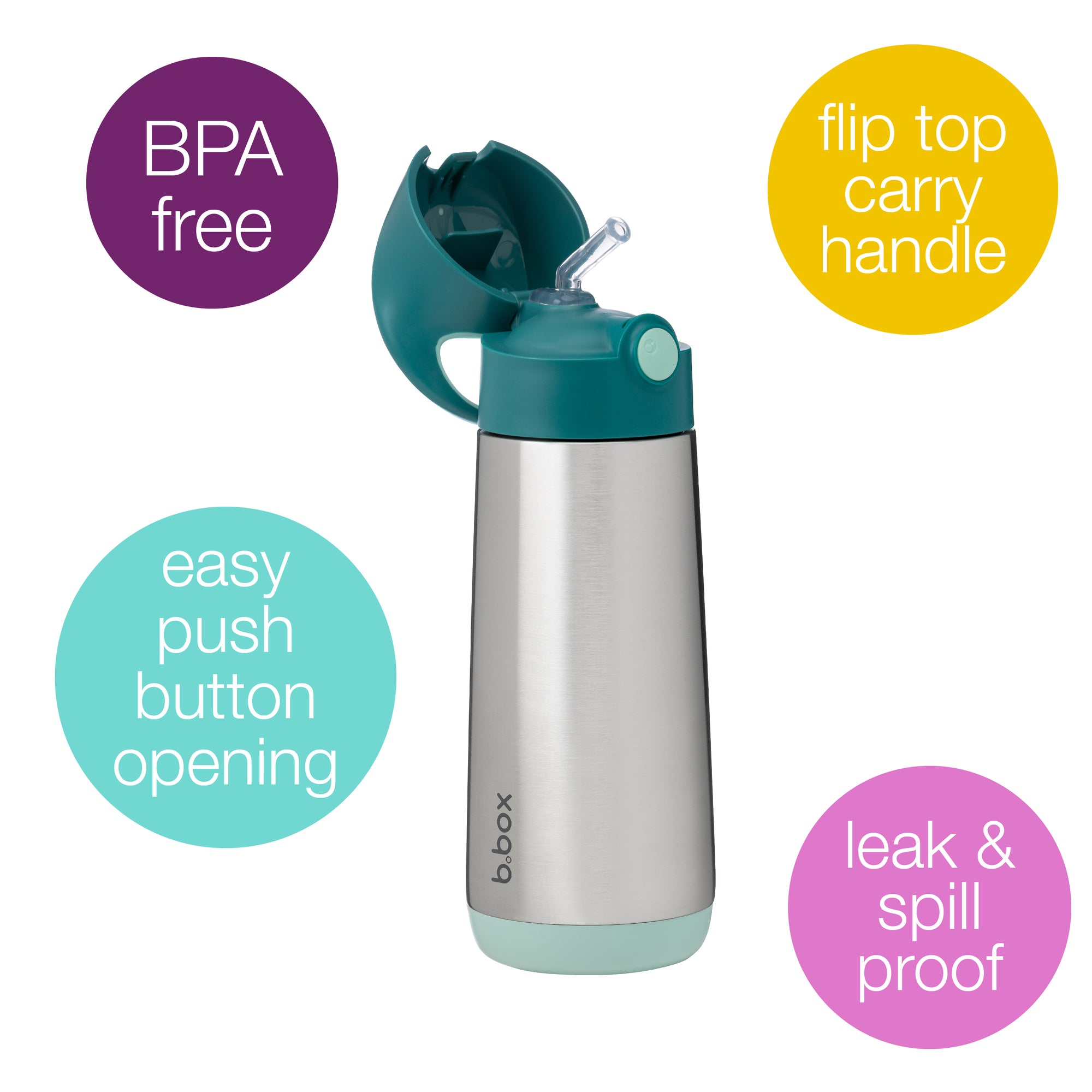 500ml insulated drink bottle - emerald forest