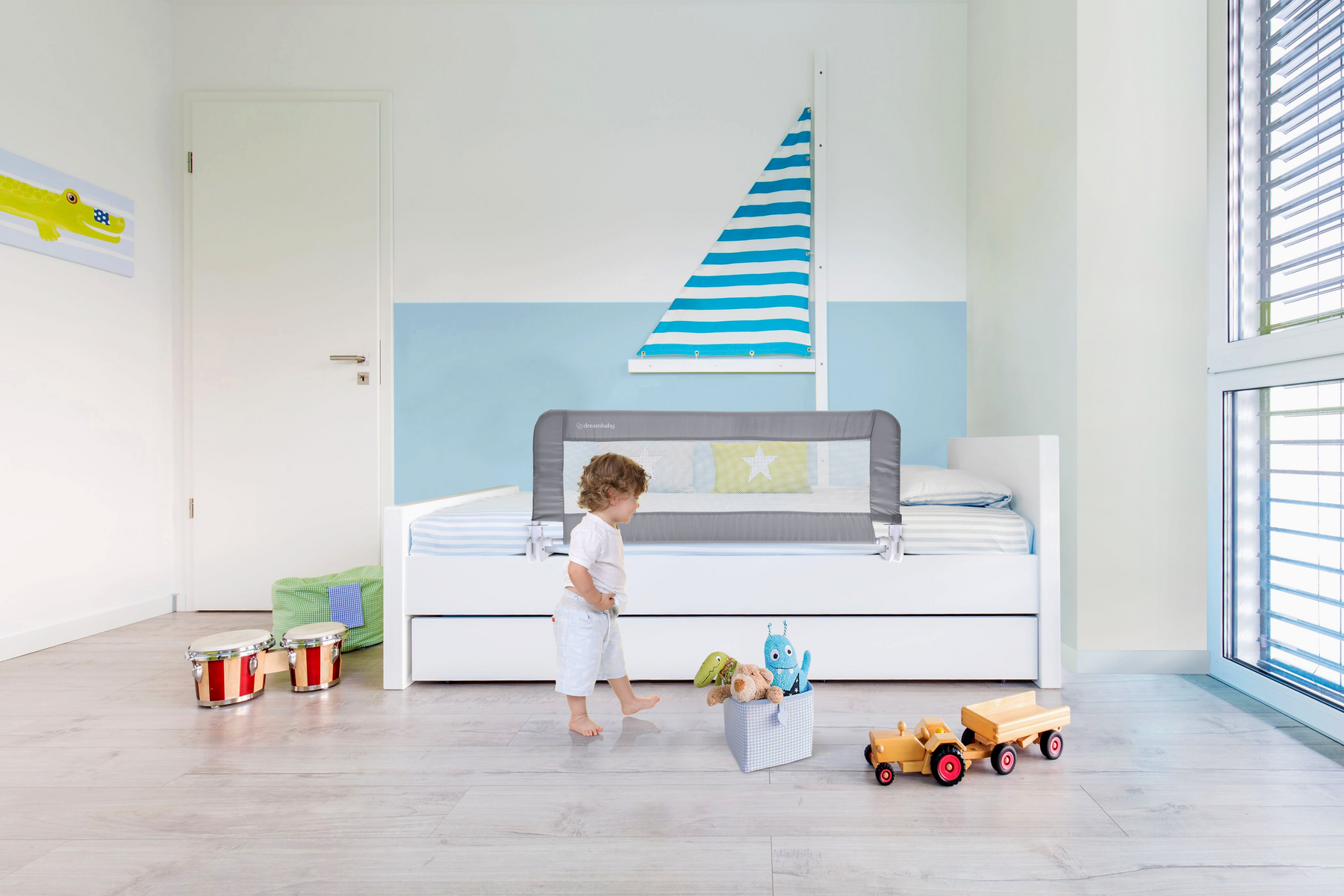 PRAGUE BEDRAIL SML BOX 13X8.5X58.5CM.  GREY