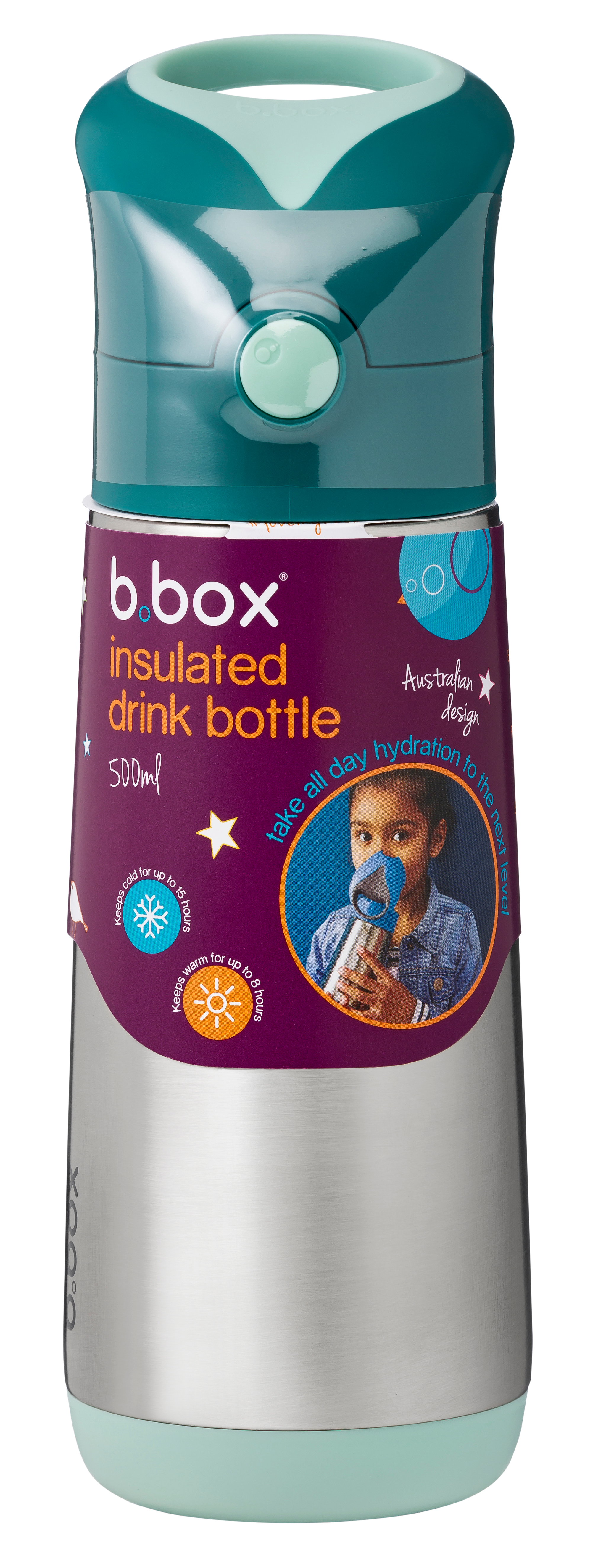 500ml insulated drink bottle - emerald forest