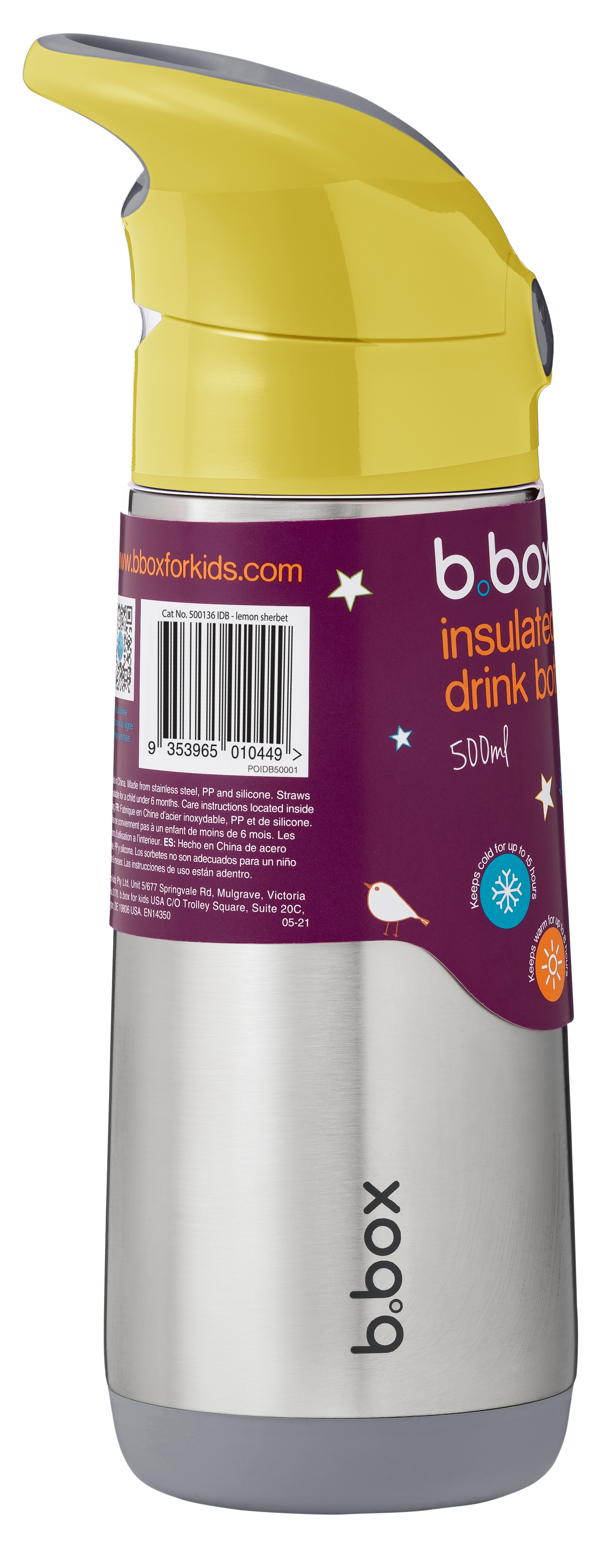 500ml insulated drink bottle - lemon sherbet