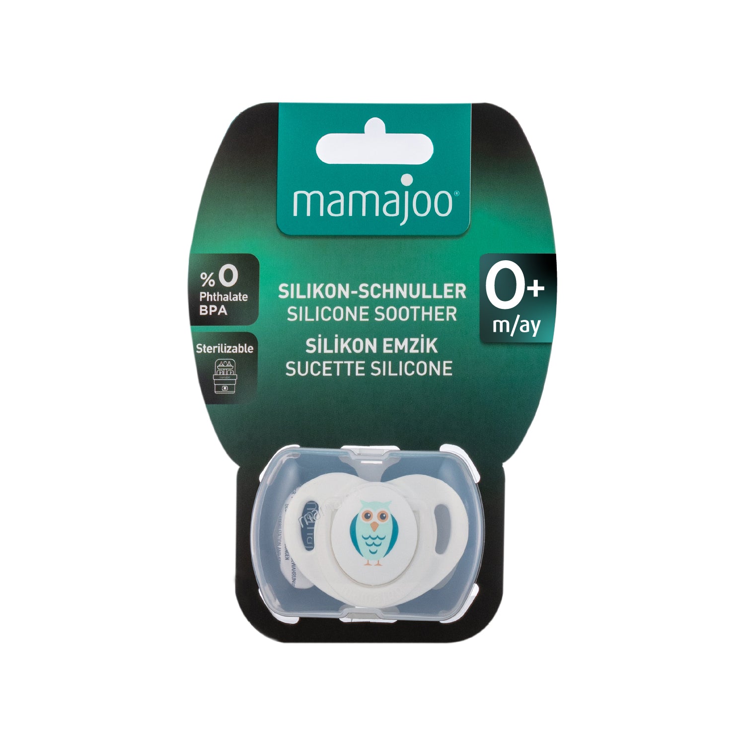 1x Silicone Orthodontic Pacifier Owl 0M+