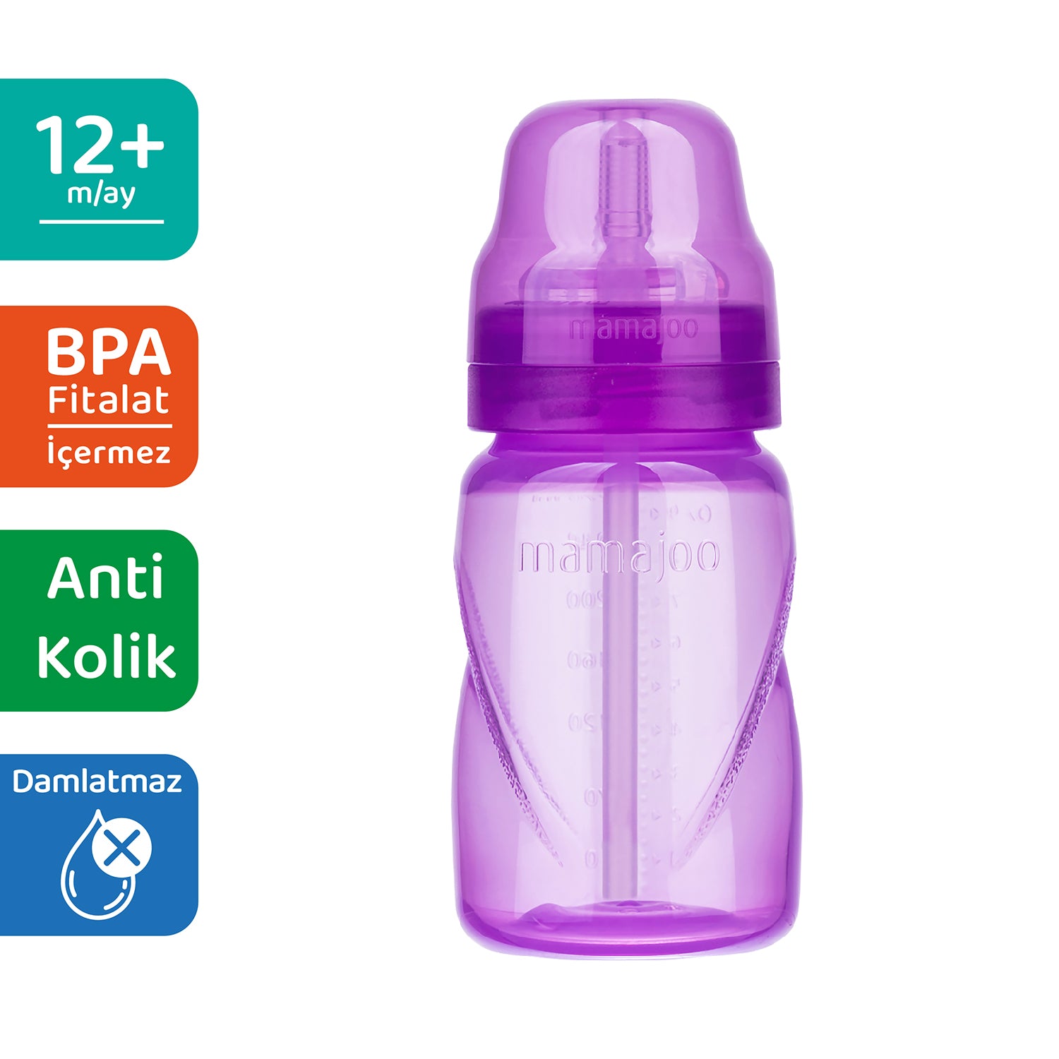 Non Spill Anti-Colic Straw Cup 270ml Purple