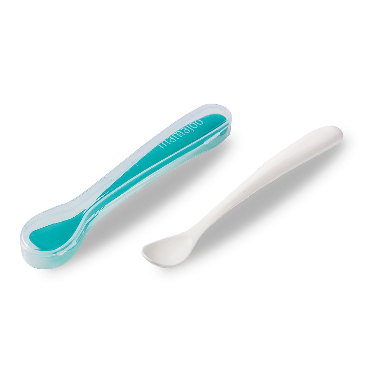 2x FEEDING SPOONS & STORAGE BOX (Assorted Colours)
