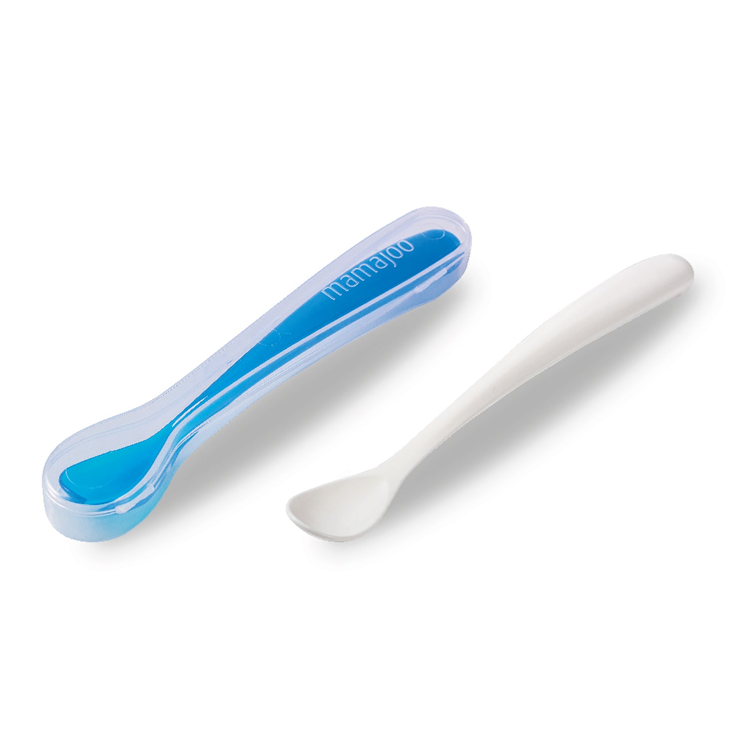 2x FEEDING SPOONS & STORAGE BOX (Assorted Colours)