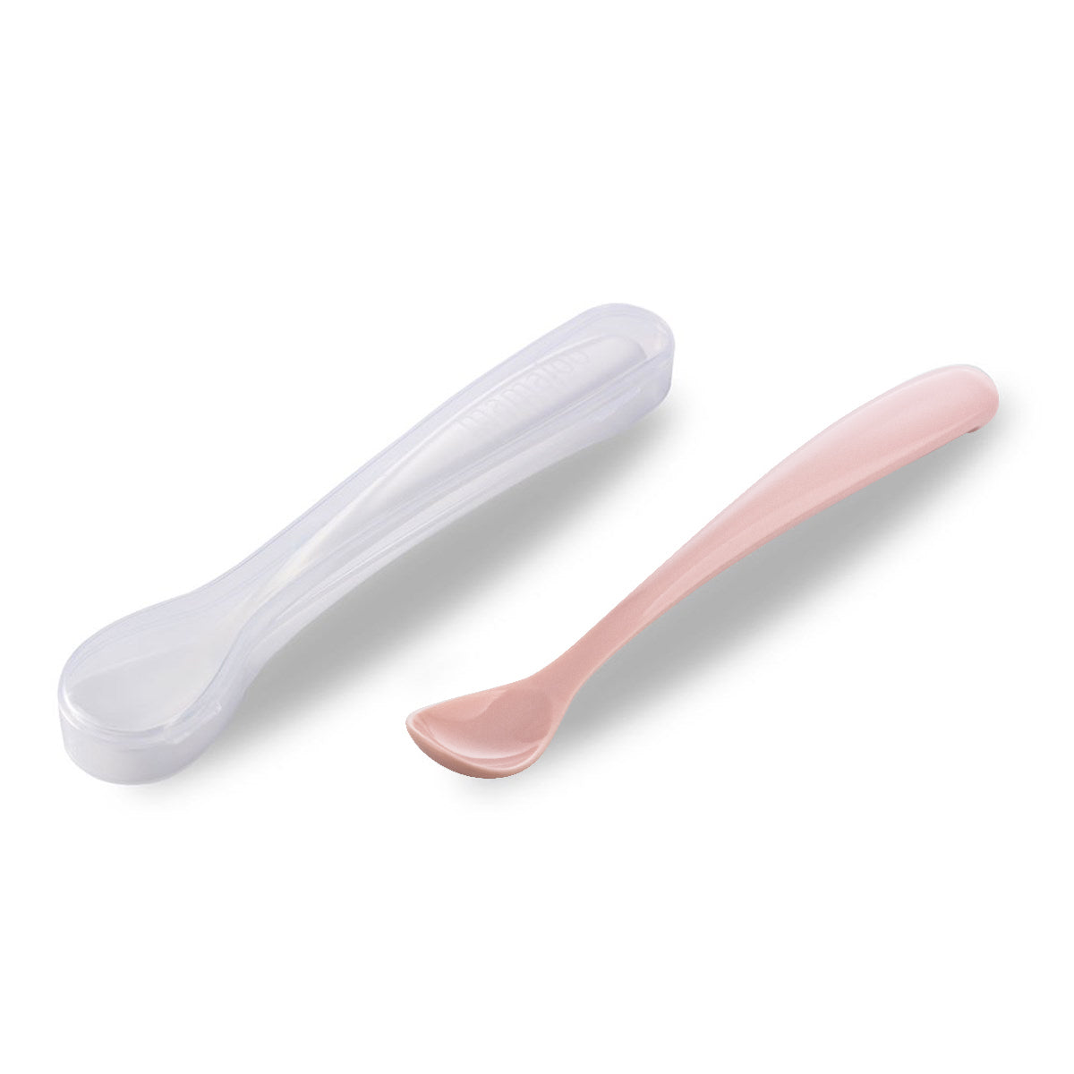 2 x FEEDING SPOONS POWDER PINK & STORAGE BOX