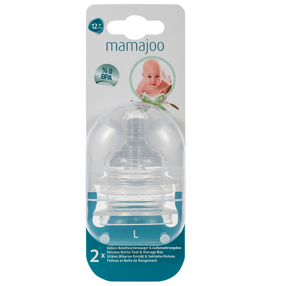 2x ANTI-COLIC BOTTLE TEATS Large & STORAGE BOX