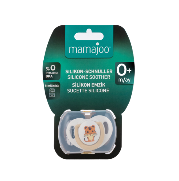 MAMAJOO 1x ORTHODONTIC SILICONE SOOTHER TIGER 0M+ & STORAGE BOX