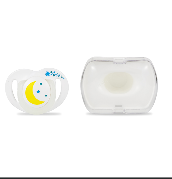 1x Orthodontic Silicone Soother Night/Day 0m+ & Storage Box