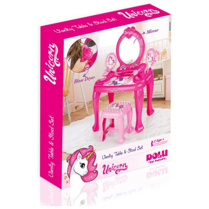 Unicorn vanity table & stool set