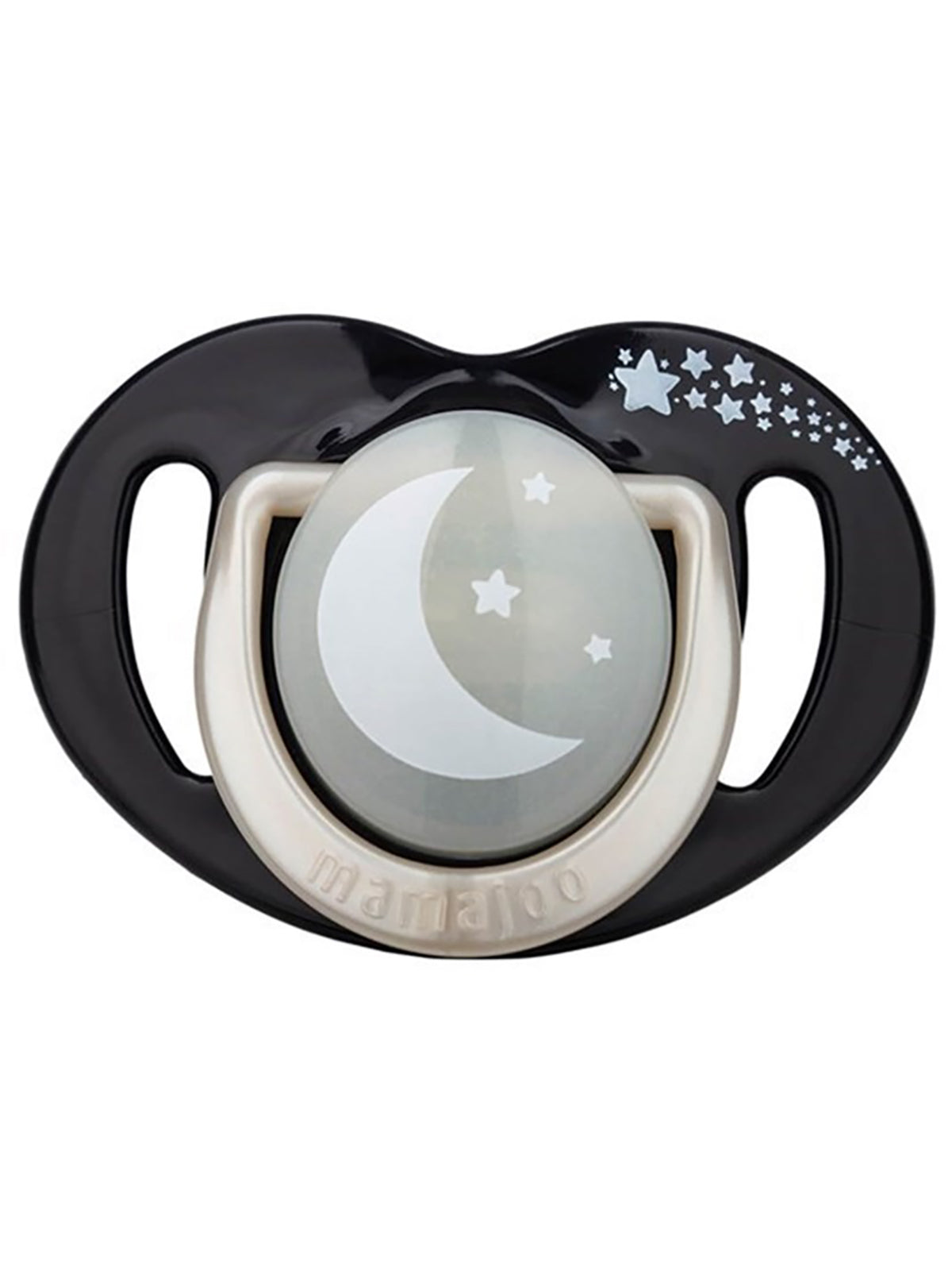 Twin Orthodontic Silicone Soothers Black & Pearl / Day & Night 12m+
