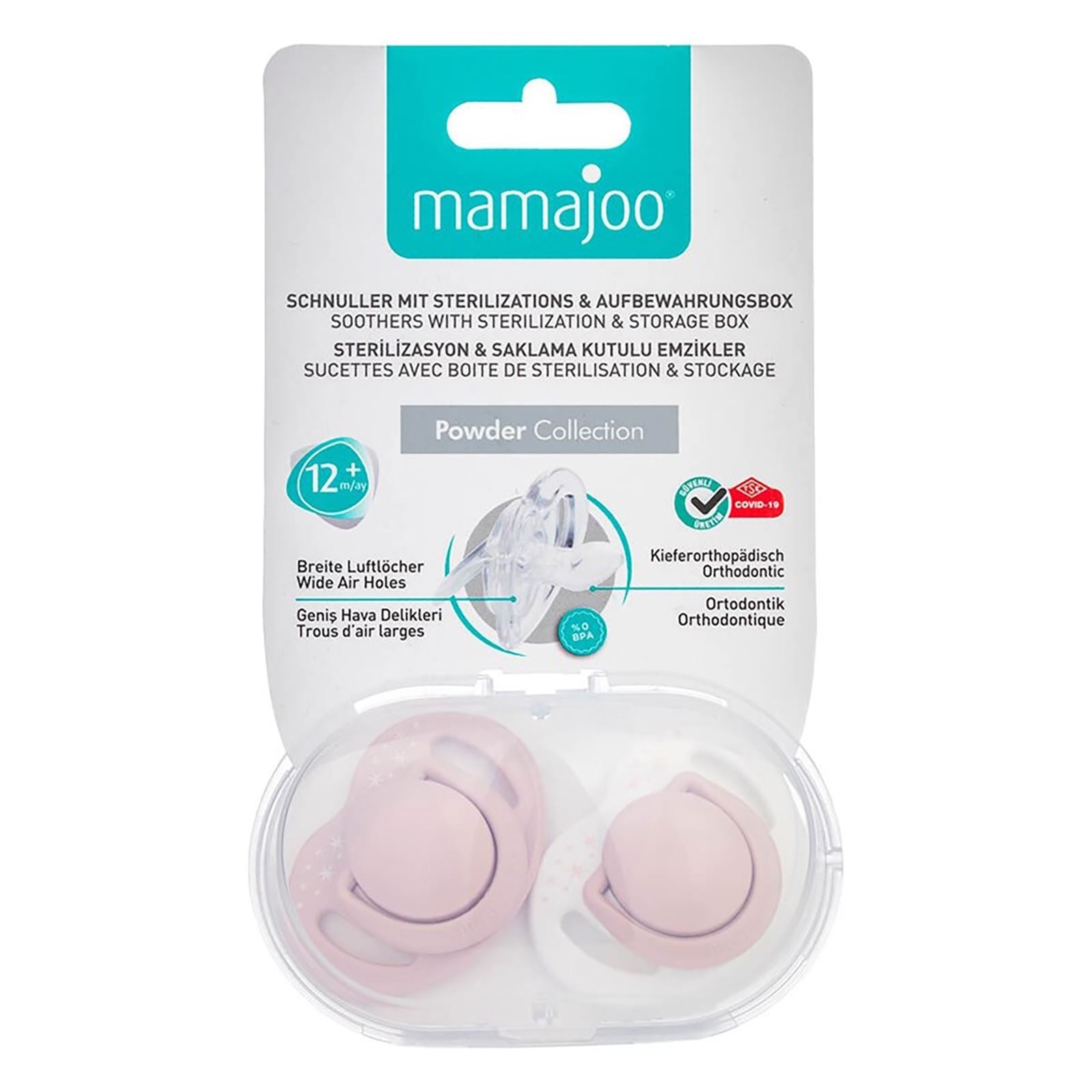 Twin Orthodontic Silicone Pacifiers Powder Pink 12M+