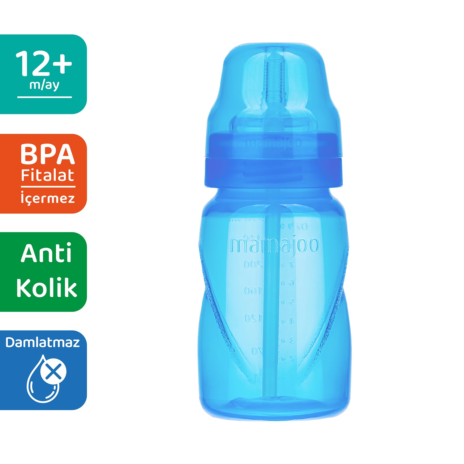 Non Spill Anti-Colic Straw Cup 270ml Blue