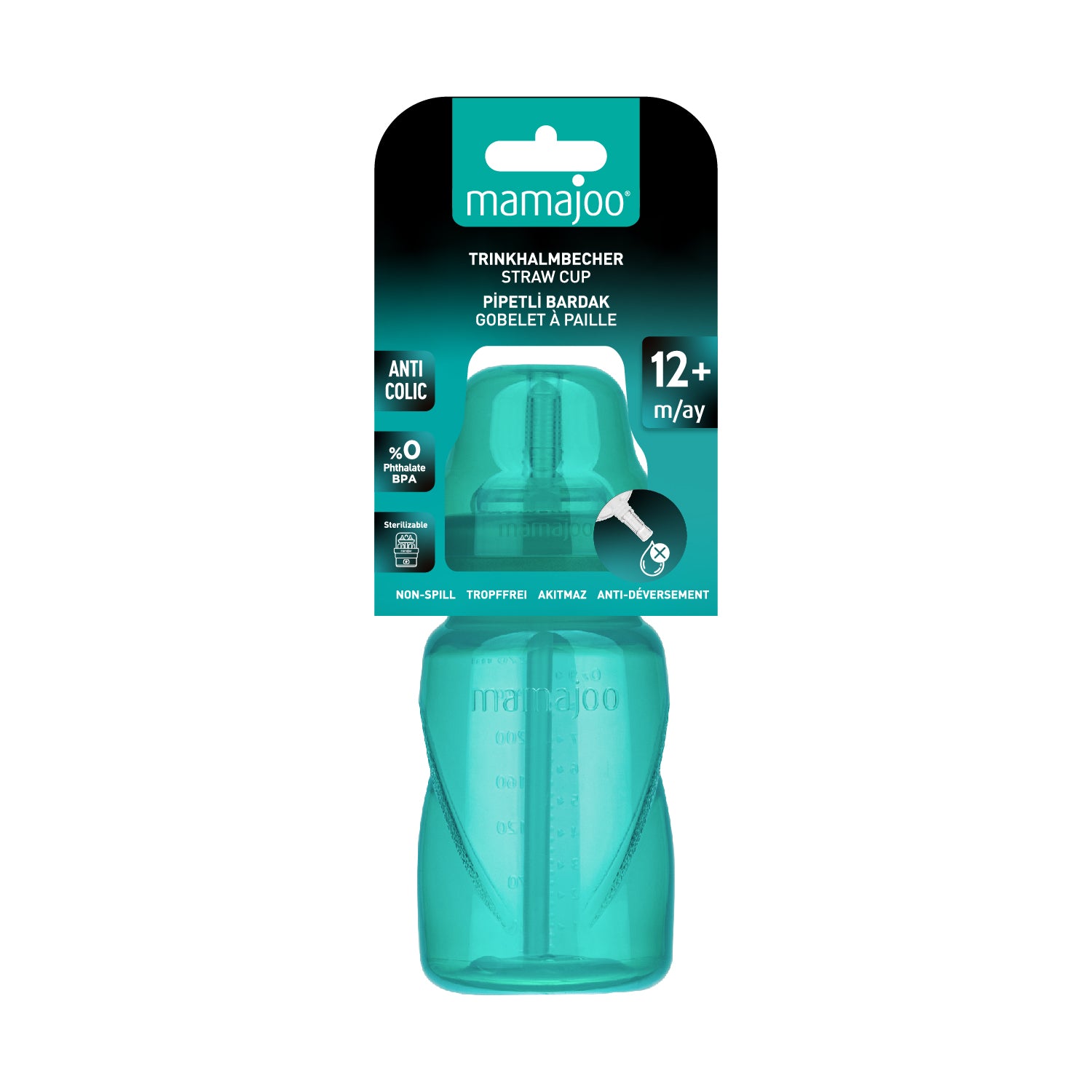 Non Spill Anti-Colic Straw Cup 270ml, Green