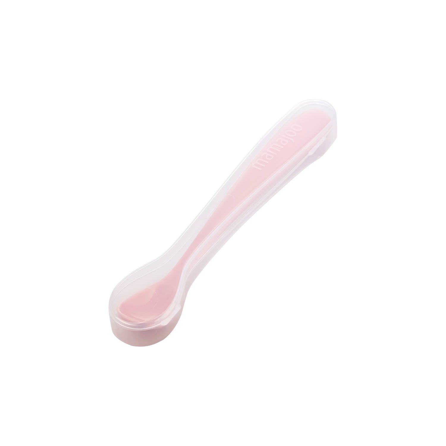 2 x FEEDING SPOONS POWDER PINK & STORAGE BOX