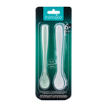 2 x FEEDING SPOONS POWDER GREEN & STORAGE BOX