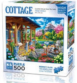 COLORFUL HOUSE NEAR THE LAKE Educational PUZZLE 500