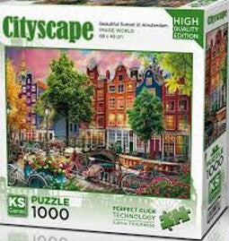 Beautiful Sunset İn Amsterdam Educational PUZZLE 1000