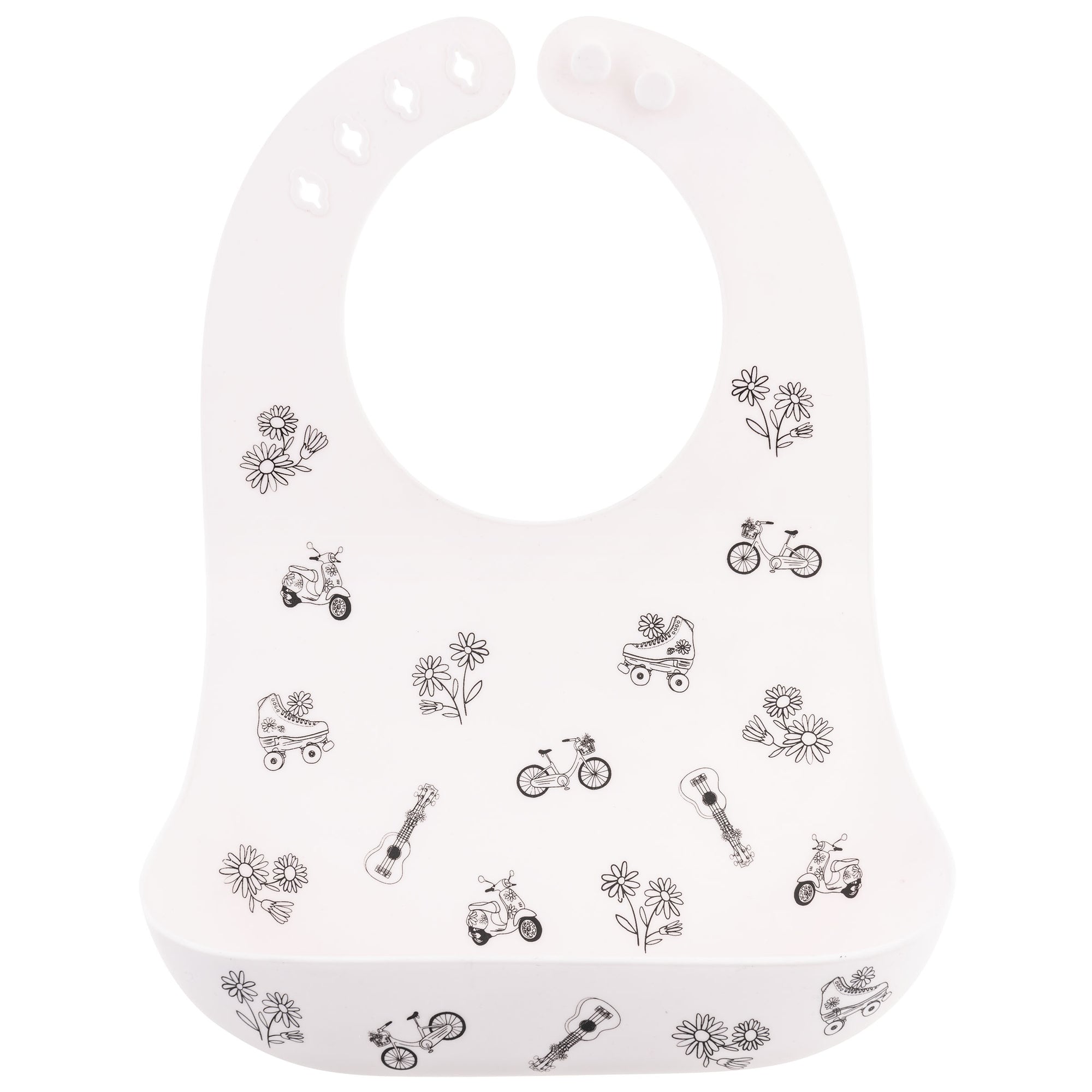 ALL OVER PRINT SILICONE BIB BLACK & WHITE